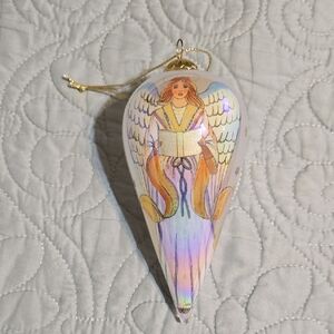 Li Bien Glass Angel Christmas Ornament with Gold Accents